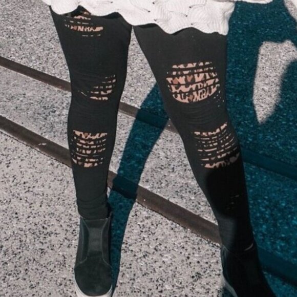 🆕 SLASHED LEOPARD UNDERLAY - PREMIUM LEGGINGS - Picture 1 of 6